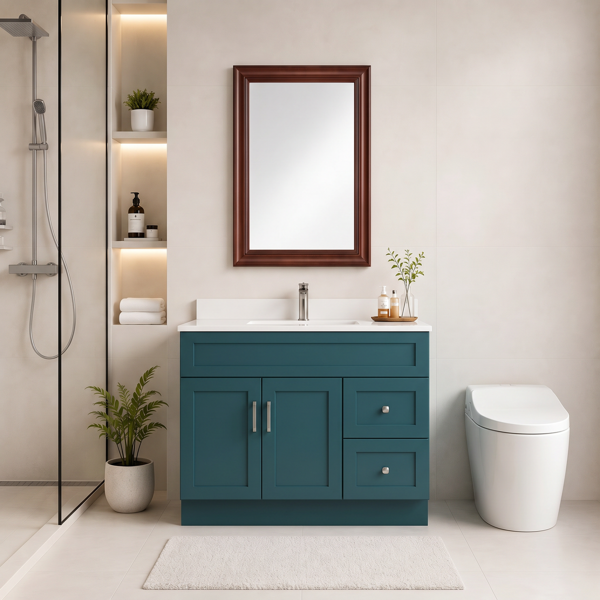 42"  Solid Wood Vanity - 2 Drawers Right