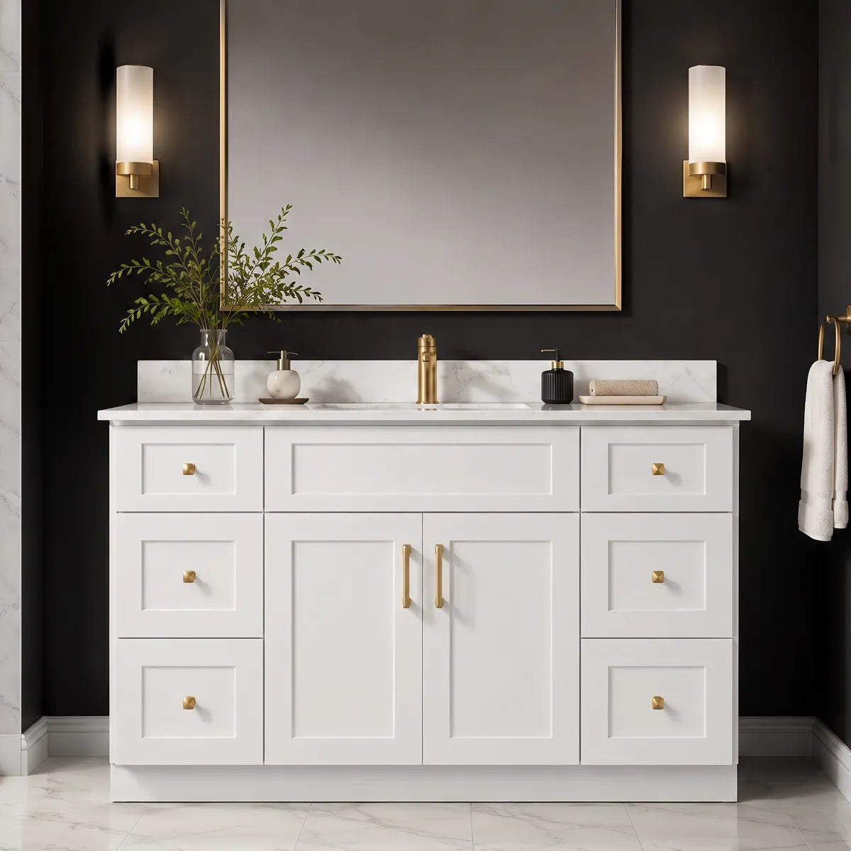 48" Solid Wood Vanity - 6 Drawers
