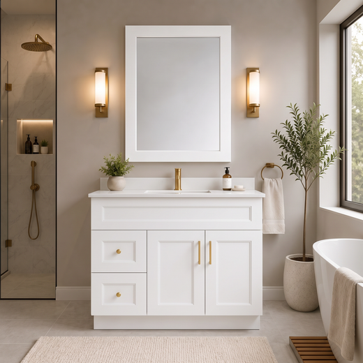 36"  Solid Wood Vanity - 2 Drawers Left