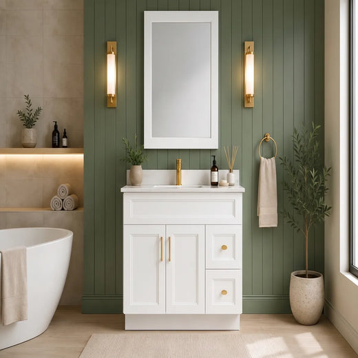 36"  Solid Wood Vanity - 2 Drawers Right