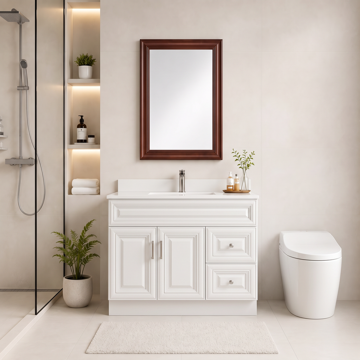 42"  Solid Wood Vanity - 2 Drawers Right