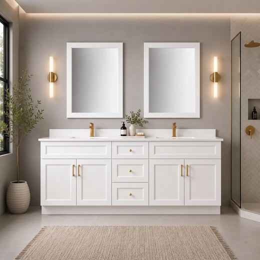 72" Solid Wood Vanity - Double Sink- 3 Drawers & 2 Doors