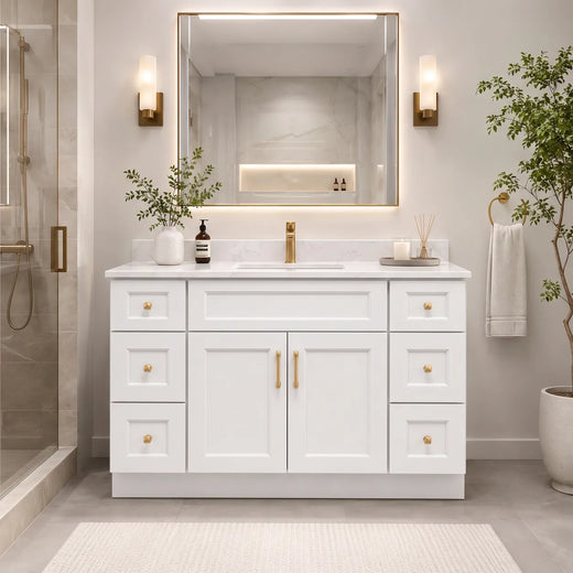 54" Solid Wood Vanity - 6 Drawers