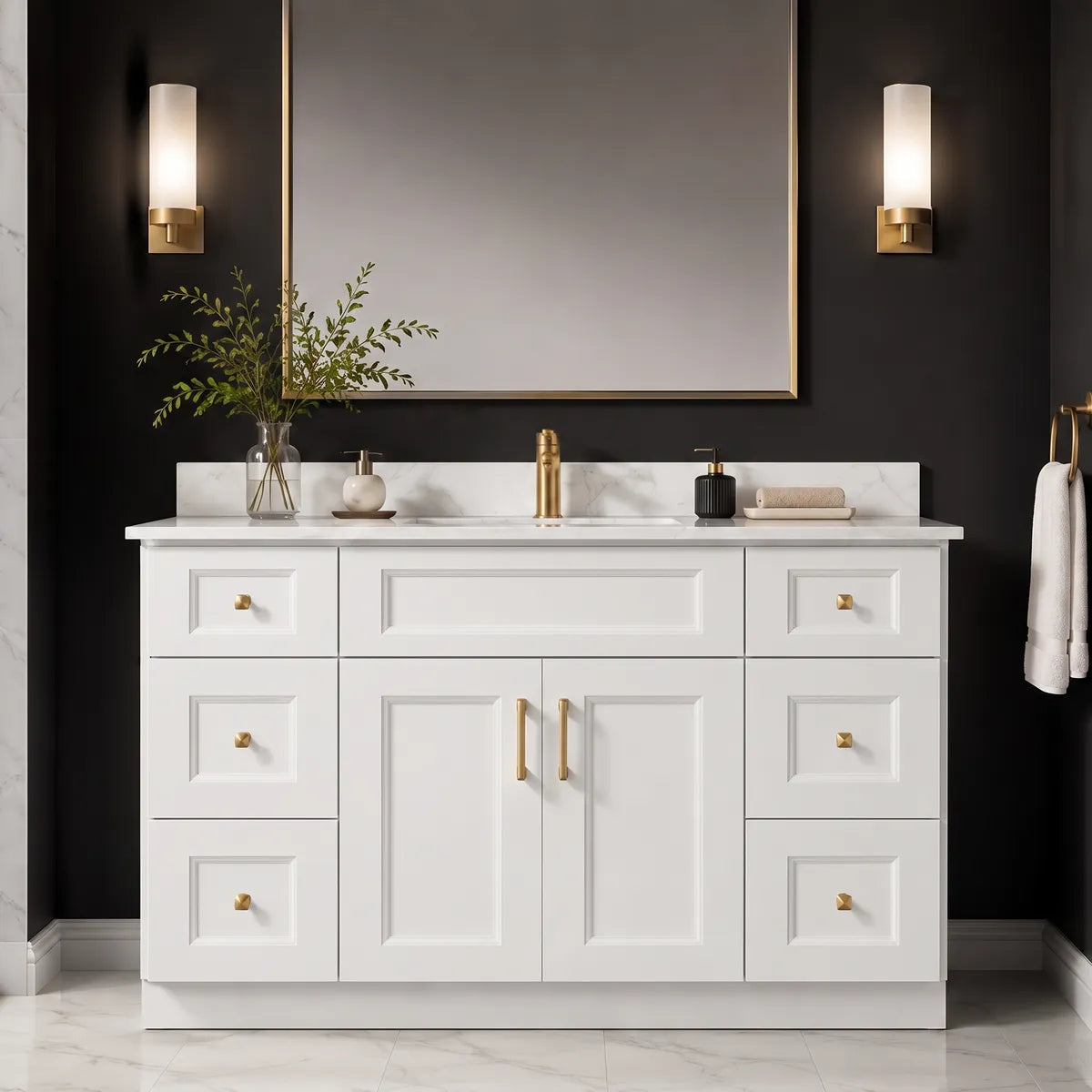 48" Solid Wood Vanity - 6 Drawers