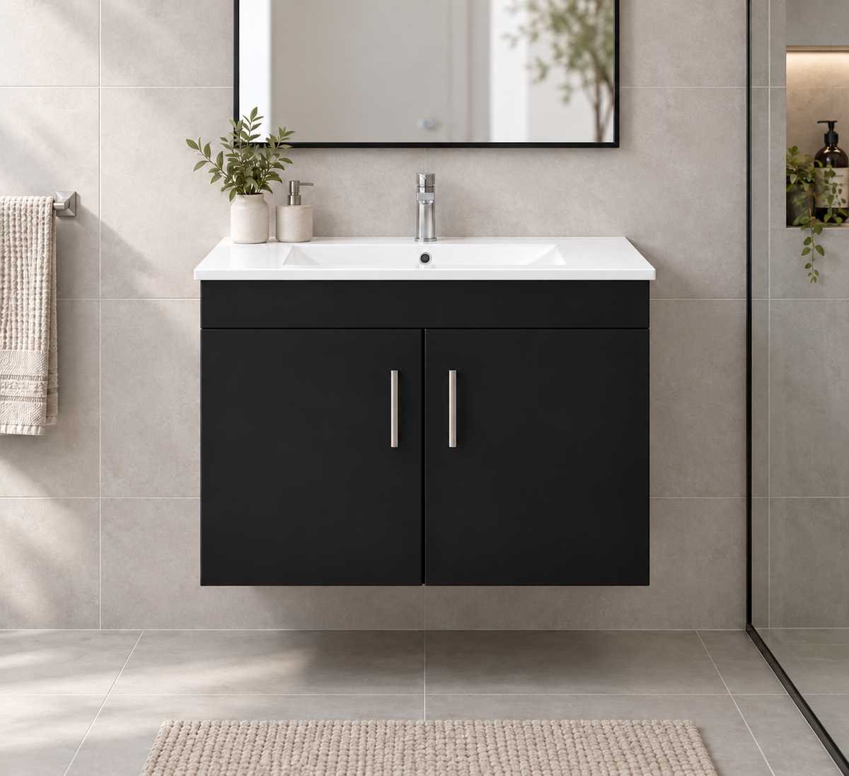 TC-2401-30W/-30G Floating Vanity - White/Grey [30"W, 34"H, 18"D]