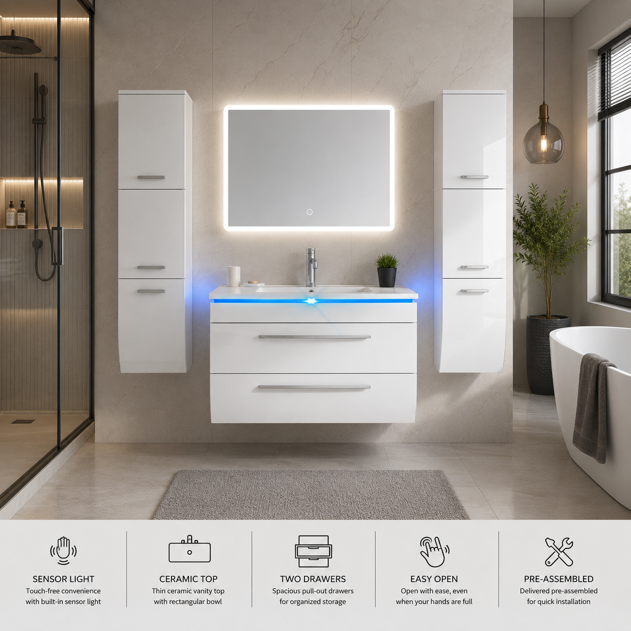 30'' Floating Vanity with LED Light